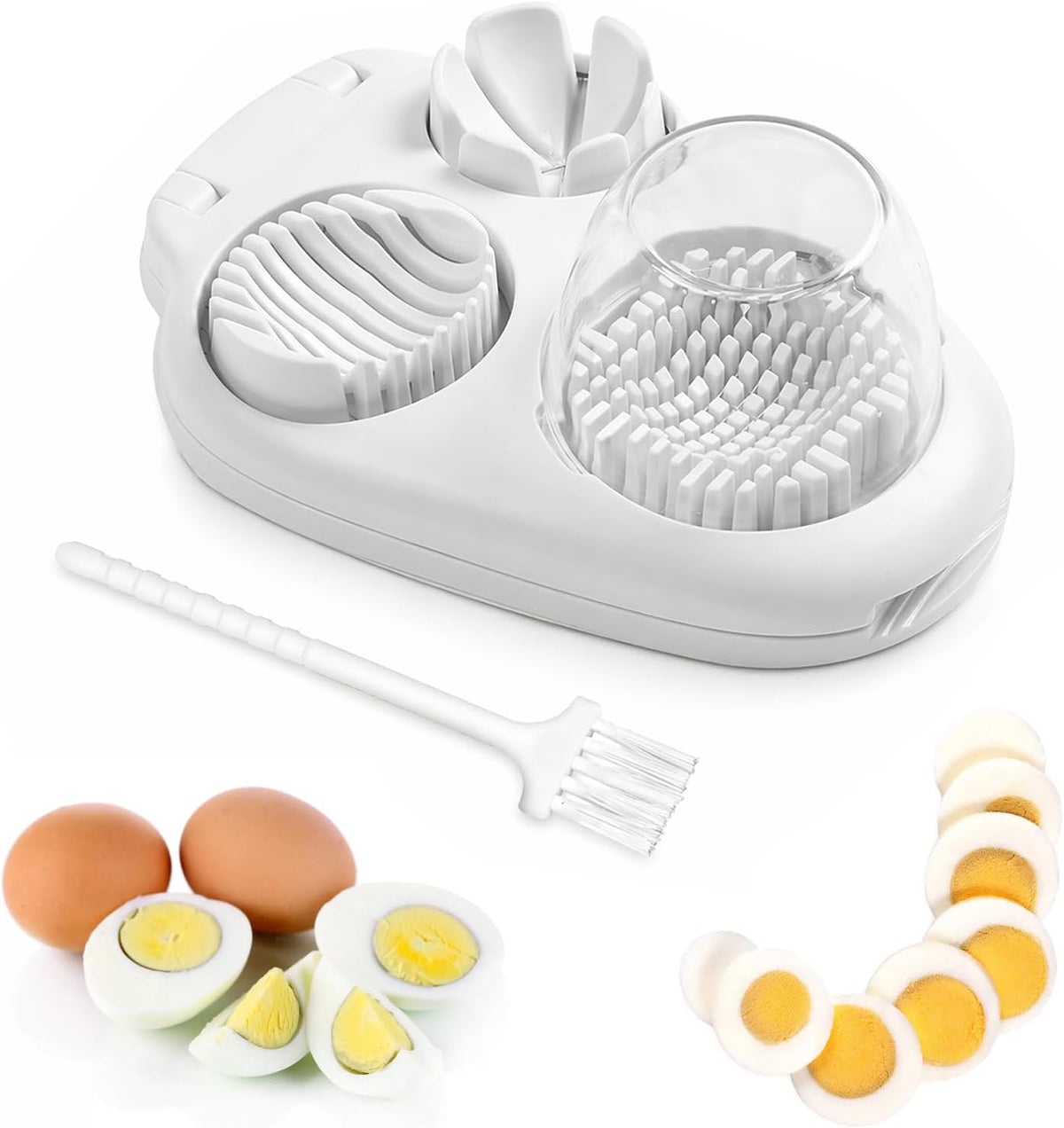 1-Package 3 In 1 Egg Slicer For Hard Boiled Eggs,3-Way Modes Chopper Cutter Stainlesshard Boiled Egg Slicer,Hard Boiled Egg Dishwasher Safe,Egg Cutter For Hard Boiled Eggs Strawberry Mushroom Slicer