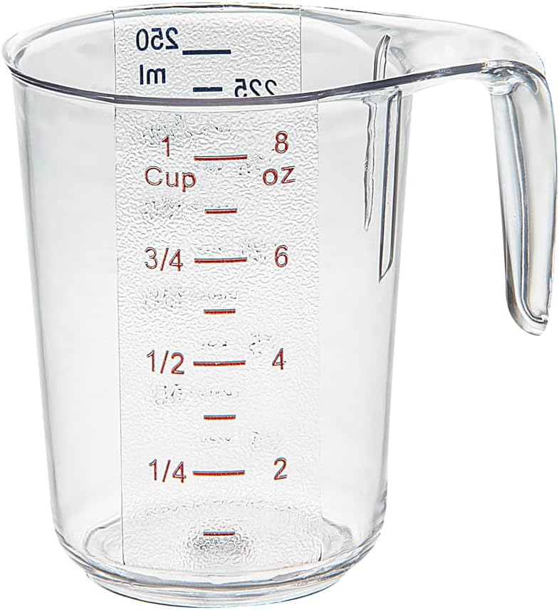 Restaurantware Plastic Measuring Cup - Chef 101 Measuring Jug with Dual Unit Markings, Dishwasher Safe - Clear Measuring Cup for Kitchen, Restaurants