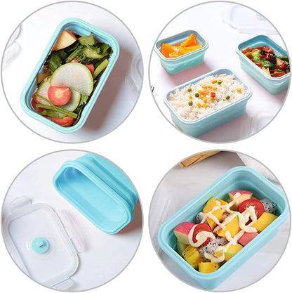 Alimat PluS 40.5oz Silicone Collapsible Food Storage Containers with Lids, 3 Pack Set 1200ml Folding Large Meal Prep Lunch Containers, Microwave, Freezer and Dishwasher Safe