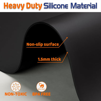 Warome Silicone Mat,78.7”x 23.6” Heat Resistant Mats for Countertop,Extra Large Countertop Protector Mat, Multi-functional Cuttable Kitchen Counter Mat, Silicone Mats for Kitchen Counter/Crafts- Grey
