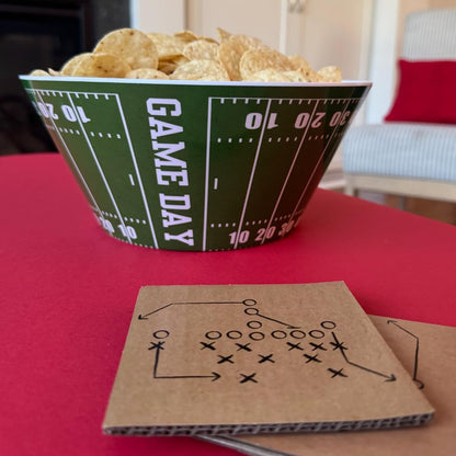 Sprinkles & Confetti Durable Green Football Snack & Serving Bowl Reusable Melamine Dish for Game Day, Tailgating, Parties, Sports Events & Everyday Use