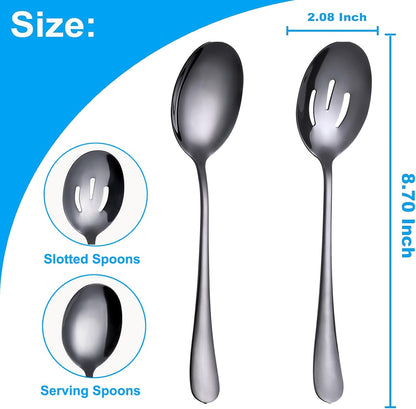 Serving Spoons Set, 8.7 Inch Serving Spoon, Slotted Spoons, Gold