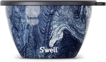 S'well Stainless Steel Salad Bowl Kit 64oz, Peacock Blue, Comes with 2oz Mini Canister and Removable Tray for Organization, Leakproof, Easy to Clean, Dishwasher Safe