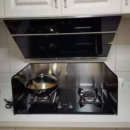 4 Sided Stainless Steel Oil Splatter Guard, Grease Splatter Screen, Stove Splash Guard, Foldable Oil Proof Baffle Fry Wall Splash Guards (31.5"Dx15.8"Wx11.8"H)