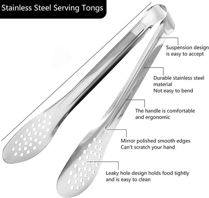 6 Pack Buffet Tongs,Stainless Steel Serving Tongs Serving Utensils 7Inch