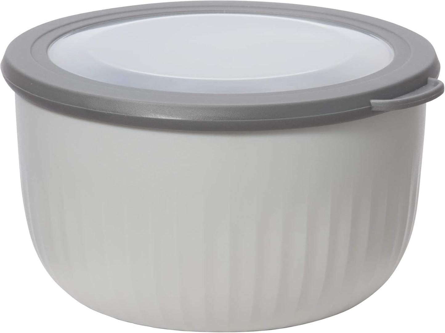 Oggi Prep, Store & Serve Plastic Bowl w/See-Thru Lid- Dishwasher, Microwave & Freezer Safe, (4 qt) Lt Gray w/Dk Gray Lid