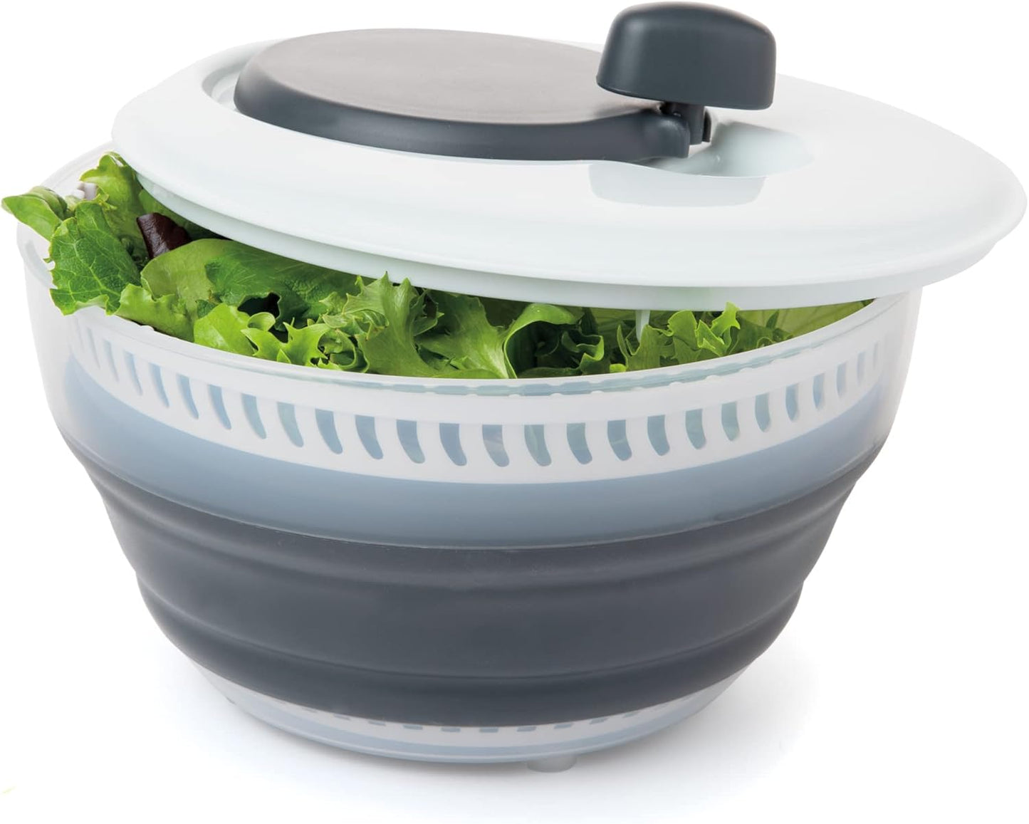 PrepWorks 4 Qt Collapsible Salad Spinner – Space-Saving, BPA-Free, Easy-to-Use for Quick Salad Washing & Drying, Dishwasher Safe