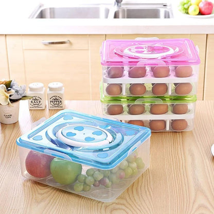 2 Tiers Eggs Container Deviled Eggs Carrier Eggs Holder with Handle for Fridge Freezer Storage