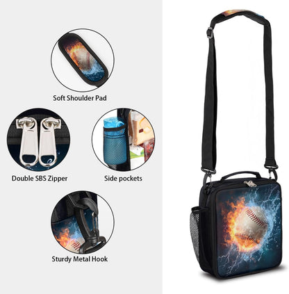 cfpolar Skull Skateboard Lunch Box for Boys Girls, Insulated Lunch Bags for Kids Reusable Mini Cooler Lunch Tote Lunchbox Thermal Meal Tote Kit with Shoulder Strap for Work School Picnic