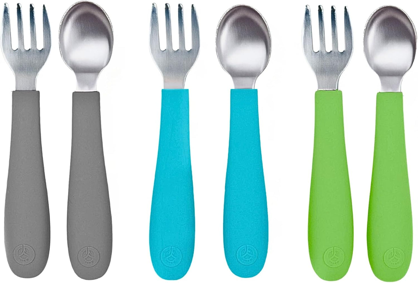 Kids Stainless Steel Utensils Set - Premium 18/8 Grade Silverware Kit - 2 Spoons, 2 Forks, and 2 Knives for Ages 4-7 - Silicone Easy-Grip Handles - Children Flatware Cutlery (Matte - Pink, Off White)