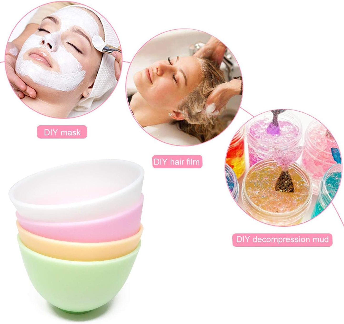 4PCS Silicone Mixing Bowl Prep and Serve Bowls for Mixing Facial Mask or Holding Ingredients, Four Colors