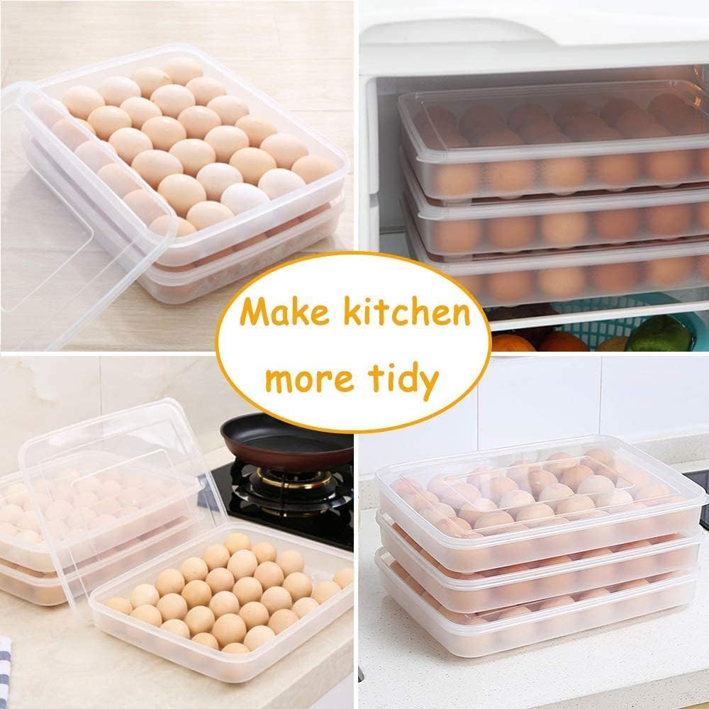 Covered Egg Holder for Refrigerator,30 Deviled Egg Tray with Lid,Plastic Egg Containers,Fridge Egg Dispenser Egg Storage Box