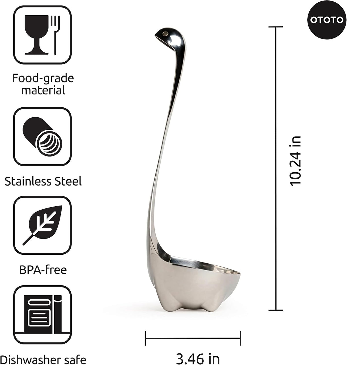 OTOTO The Original Nessie Ladle - Soup Ladle, Cute Gifts, Funny Kitchen Gadgets, Loch Ness design, Cooking Gifts for Mom - Cute and Practical Kitchen Utensils - Unique Gifts for Women