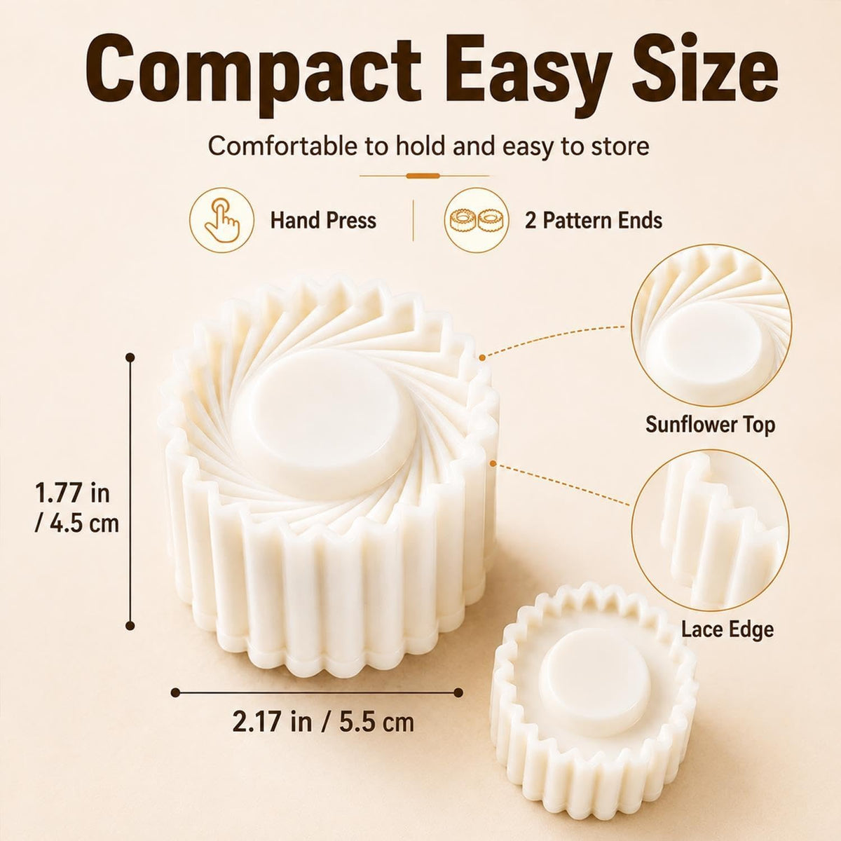 Mooncake Mold Sunflower Pattern Double Ended Hand Press Pastry Stamp