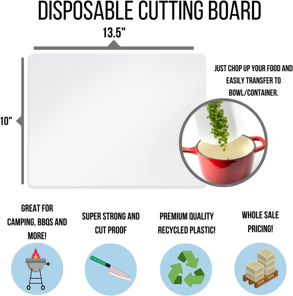 Crown Display Disposable Cutting Boards for Kitchen Black Cutting Board 10 Inch X 13.5 Inch Flexible Cutting Boards For Kitchen ~ Patent Pending ~ Recyclable Disposable Cutting Board Sheets