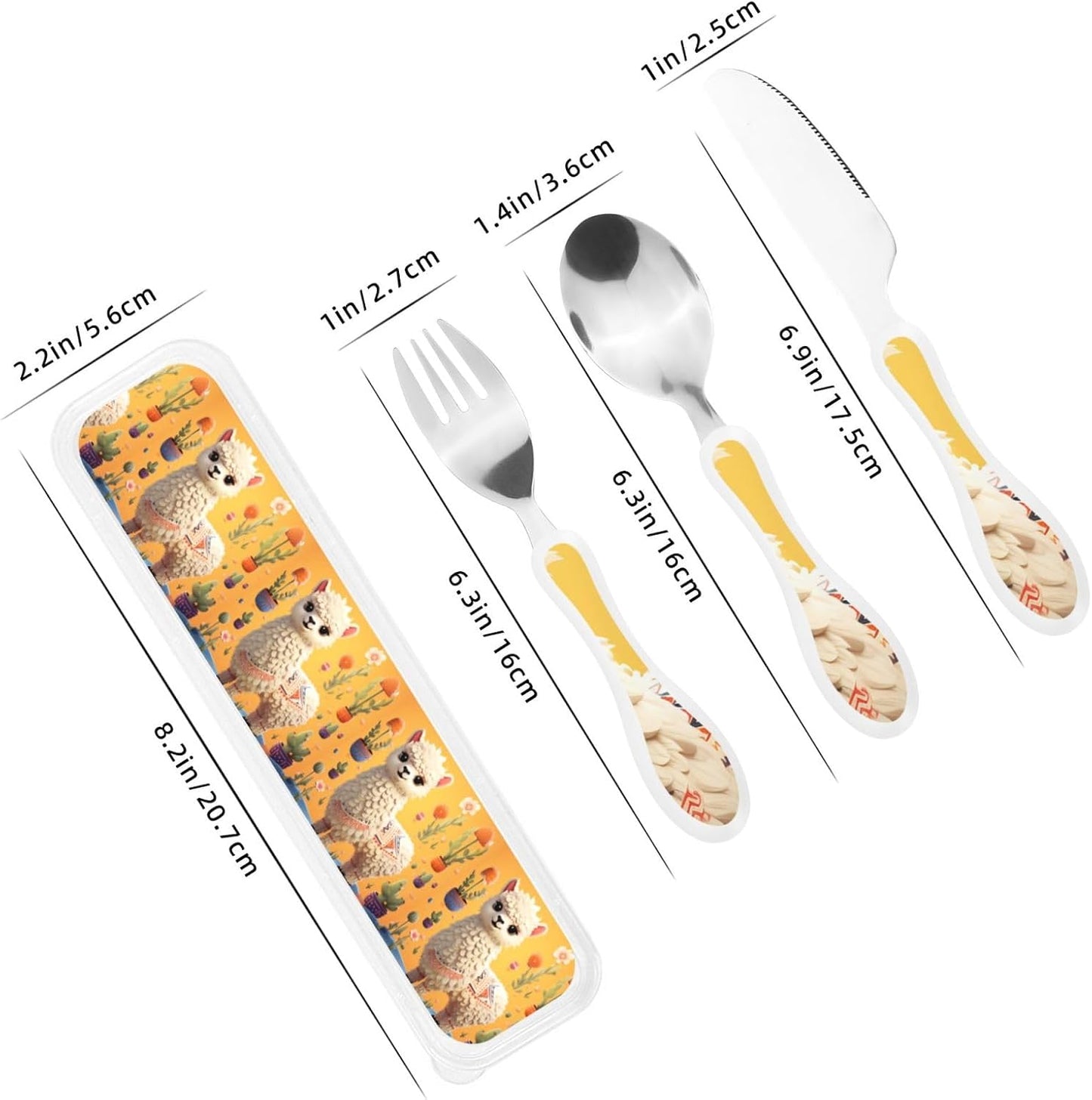 3-Piece Kids Silverware Set With Storage Case, Stainless Steel Reusable Children Safe Knife Spoon Fork Set Blue Active Girl Running Sunset Children Flatware Set For Kids Lunch Box - Colors B