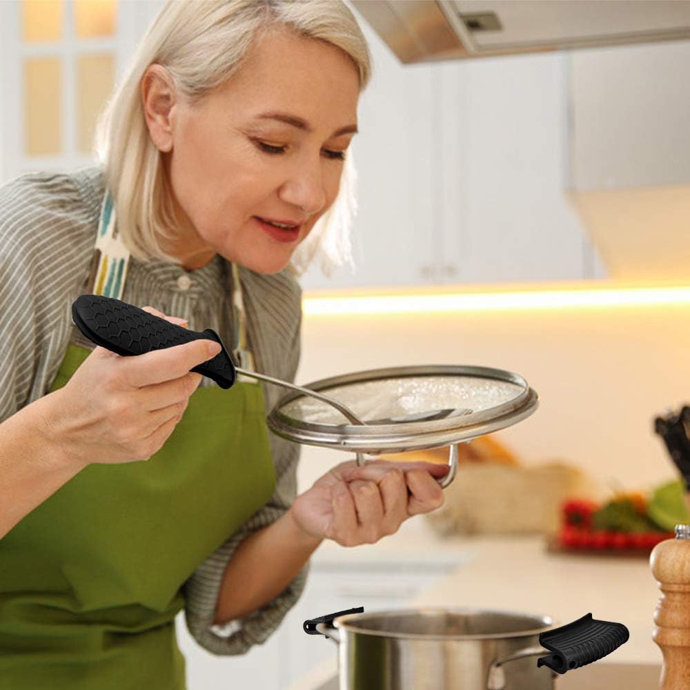 Silicone Hot Handle Holder, Heat Resistant Potholder Cookware Handle Cast Iron Skillets Handles Grip Covers for Cast Iron Skillet
