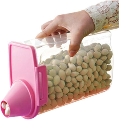 Pet Food Storage Container with Measuring Cup, Pour Spout and Seal Buckles Food Dispenser for Dogs Cats (Purple)