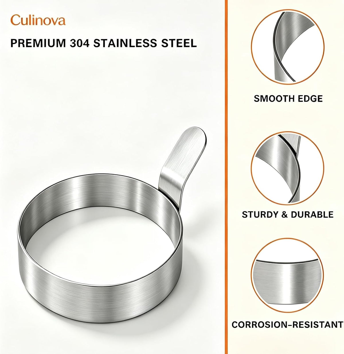 Stainless Steel Egg Rings 4 Pack with Uncoated Finish 3.5"