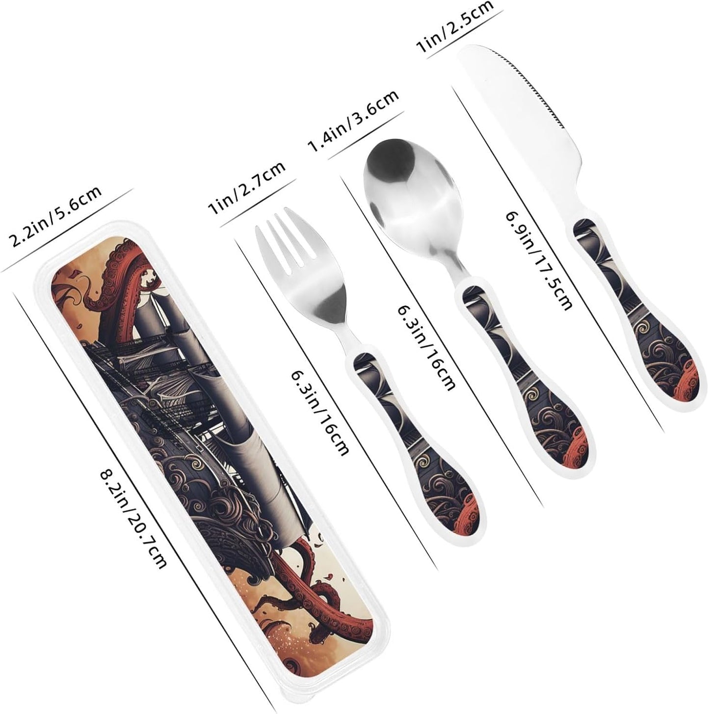 3-Piece Kids Silverware Set With Storage Case, Stainless Steel Reusable Children Safe Knife Spoon Fork Set Blue Active Girl Running Sunset Children Flatware Set For Kids Lunch Box - Colors A