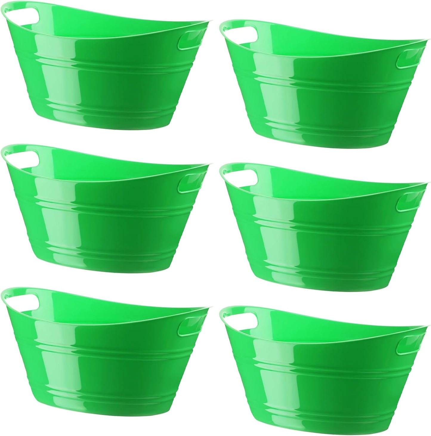 Patelai 6 Pcs Ice Buckets Bulk, Plastic Ice Buckets with Handles, Oval Storage Tub, Large Capacity Drink Tub for Party Bar Wine Beer Champagne Beverage Bottle Cooler(4.5 Liter,Clear)