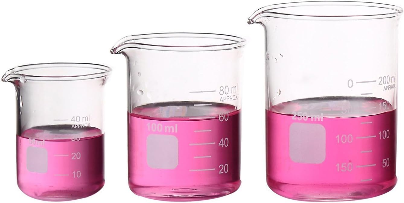 Graduated Glass Measuring Low Form Beaker Set (50ml+100ml+250ml)