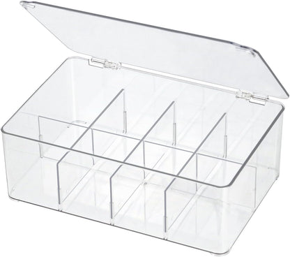 ZEXALOR Socks Underwear Drawer Organzier Dividers, 16 Compartment Removable Divided Plastic Storage Bin with Lid, Storage Organizer for Scarves Ties Bras, Clear Dresser Drawer Organizers