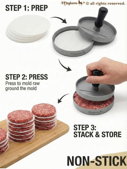 Meykers Patty Paper Sheets for 4/4.5 Inch Burger Press | 500 pcs Round | Hamburger Maker Non-Stick Heat Resistant Circle Wax Parchment Paper chaffle Cookie Cake Bake