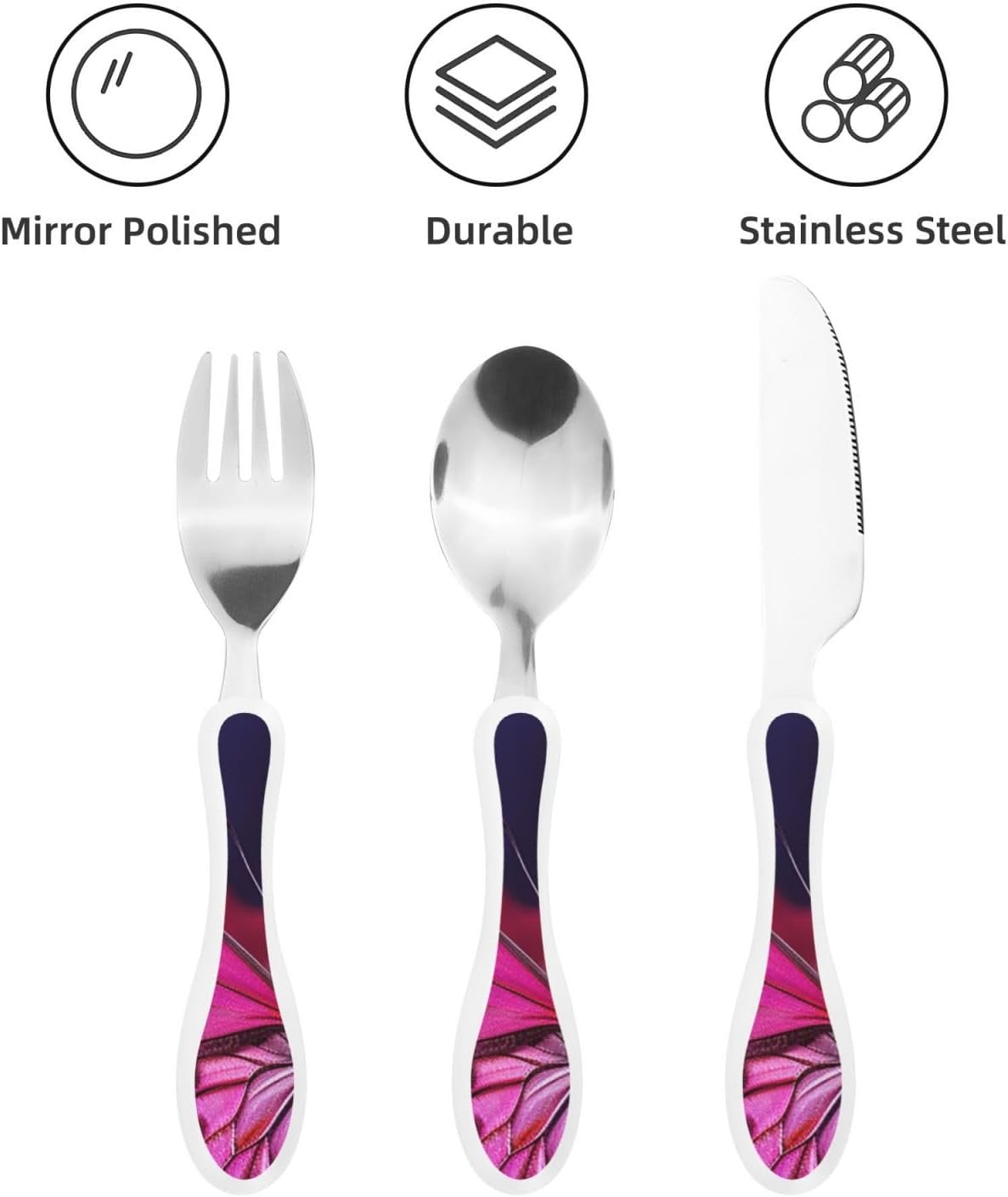 3-Piece Kids Silverware Set With Storage Case, Stainless Steel Reusable Children Safe Knife Spoon Fork Set Blue Active Girl Running Sunset Children Flatware Set For Kids Lunch Box - Colors A