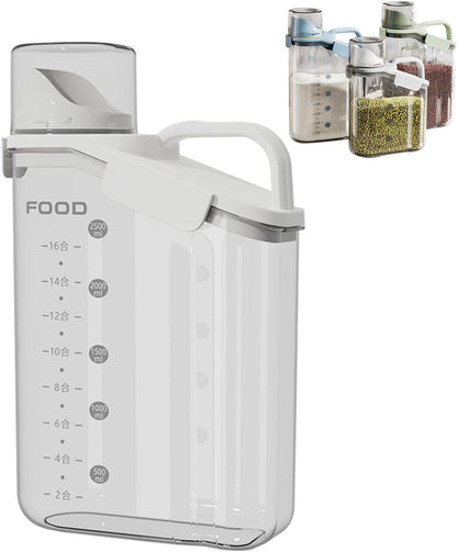 Cereal Containers Dispenser Rice Storage Container Clear Food Storage Containers Measuring Cup Pour Spout With Lids Airtight For Kitchen Grain Dry Food Pet Dog Food Organization（Green 2L）
