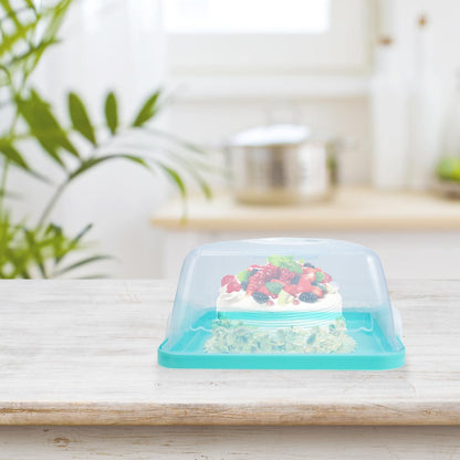 VICASKY Portable Cake Carrier with Handle and Lid 10.03 Inch Square Plastic Cake Container for Birthday Parties Home Baking Transport