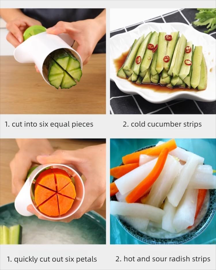 Grape Cutter, 6-Blade Safe Slicer, Durable ABS, Multi-Use,Kid-Safe
