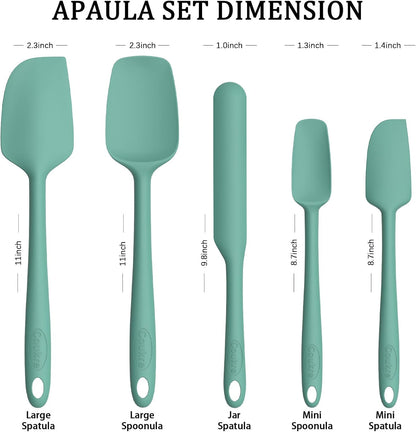Coukre Silicone Spatula Set of 5,High Temperature Resistant, Food Grade Silicone, Dishwasher Safe, for Baking, Cooking (Pure Colorful A)