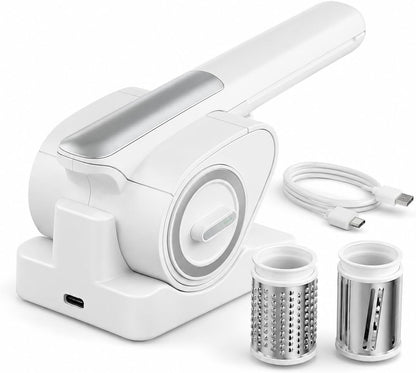 Electric Grater for Cheese, Chocolate and Nuts, Wireless,3Stainless Steel Rollers,Electric Food Grinder for Kids & Seniors – Fine Texture for Easy Digestion, Home & Outdoor Use