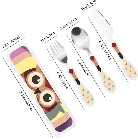3-Piece Kids Silverware Set With Storage Case, Stainless Steel Reusable Children Safe Knife Spoon Fork Set Cute Puppy Children Flatware Set For Kids Lunch Box