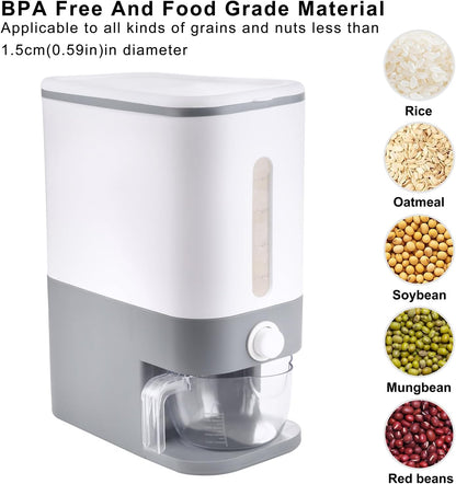 Rubtlamp 22.5-25 Lbs Pink Rice Dispenser, Rice Storage Container, Pink Rice Storage Container with Measuring Cup, Rice Holder Bucket for Household Kitchen Rice Soybean Corn