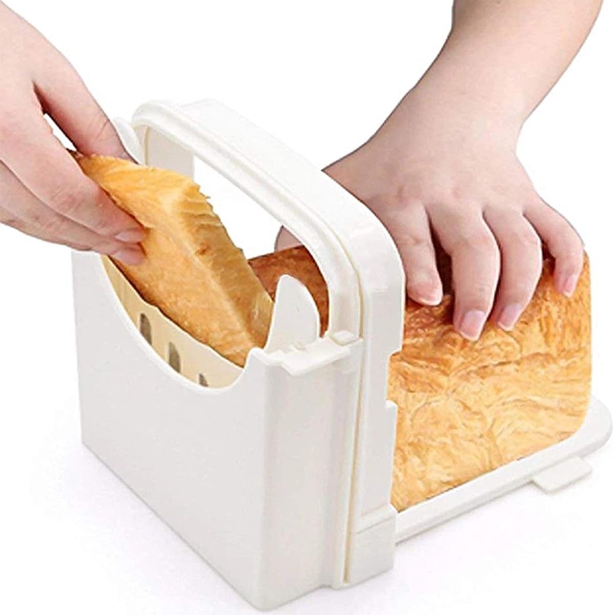 US Bread Slicer Foldable Toast Slicer Tool Adjustable Toast Loaf Slicing Machine Plastic Bread Cutting Guide Tools for Homemade Bread Kitchen Baking Tool(Graphic payment)