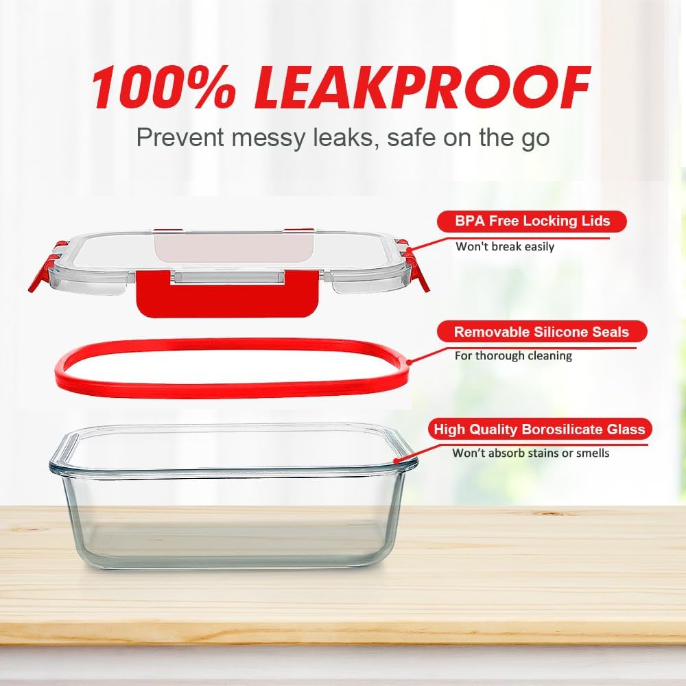 VERONES 30 Pieces Glass Meal Prep Containers Set, Stackable Glass Food Storage Containers with Lids-Airtight Lunch Containers，for Microwave, Oven, Freezer & Dishwasher,Grey