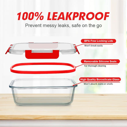 VERONES 30 Pieces Glass Meal Prep Containers Set, Stackable Glass Food Storage Containers with Lids-Airtight Lunch Containers，for Microwave, Oven, Freezer & Dishwasher,Grey