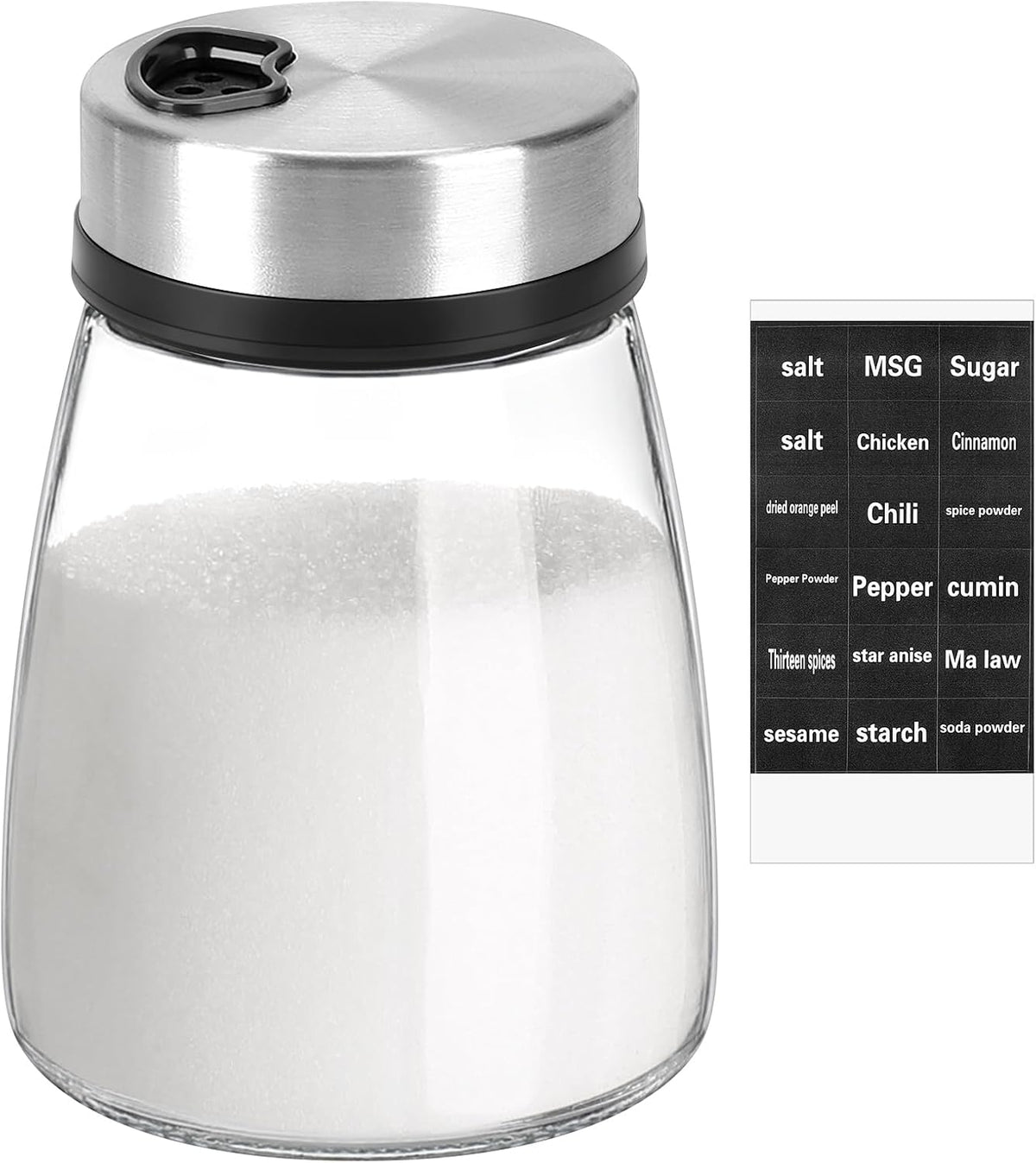 Accmor Salt and Pepper Shaker with Adjustable Pour Holes Spice Labels