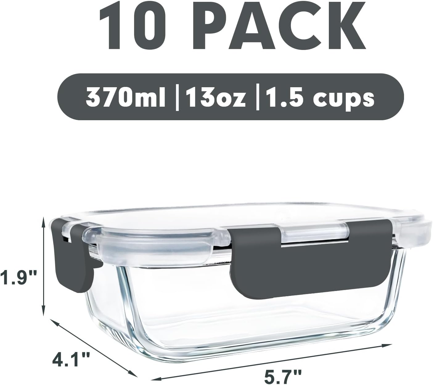 M MCIRCO [15-Pack,13 oz 1.5 Cup Glass Meal Prep Containers, Small Glass Food Storage Containers with Lids,Airtight Lunch Containers, Microwave, Oven, Freezer and Dishwasher Friendly, BPA-free