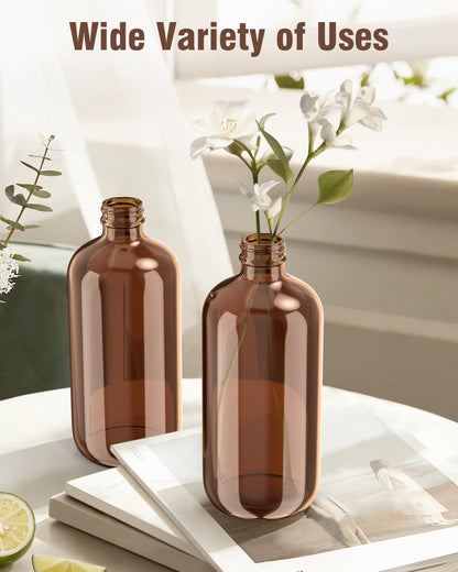 Bontip Glass Spray Bottle 16 oz for Cleaning, Plants (2 Pack, Amber)