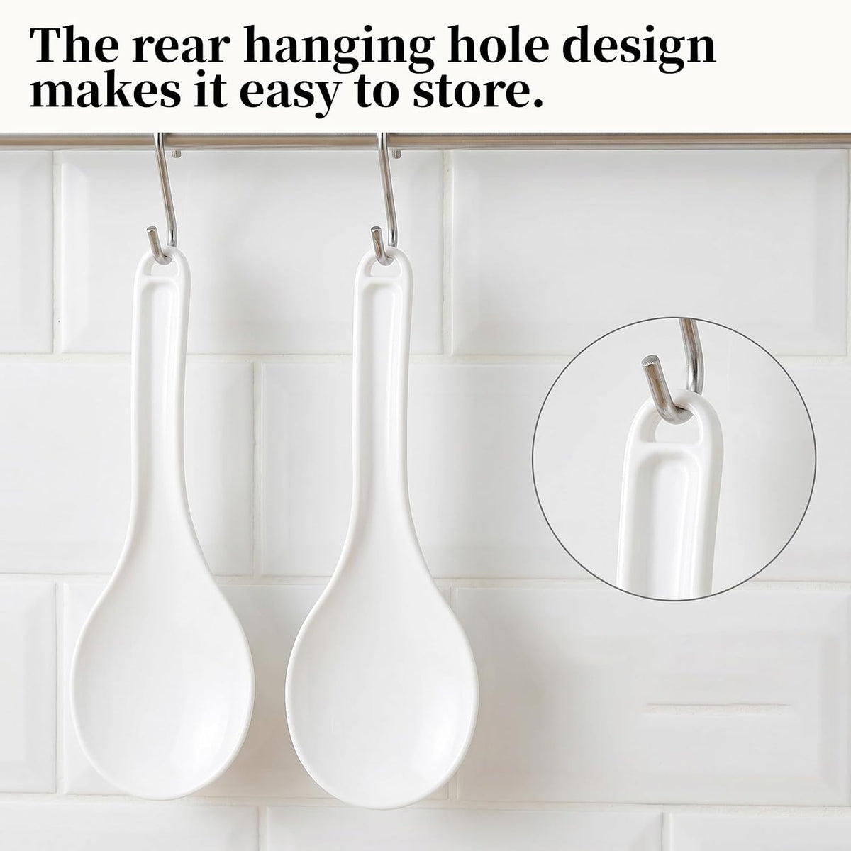 3Pcs Plastic Rice Spoon Paddle White Non Stick Hanging Rice Spatula