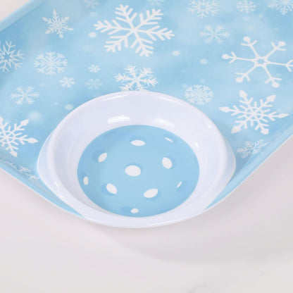 UPware Watermelon Melamine Chip and Dip Snack Tray, Summer Fruit Pickleball Paddle Shape Platter for Chips, Salsa, Fruits, and Appetizers, 15.75 x 8 Inch