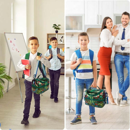 RHCPFOVR Kids Lunch Bag - Double - Decker Cooler Insulated Lunch Box for Boys Girls,Washable Lunch Bag with Strap and Reusable Toddler Lunchbox for School and Daycare