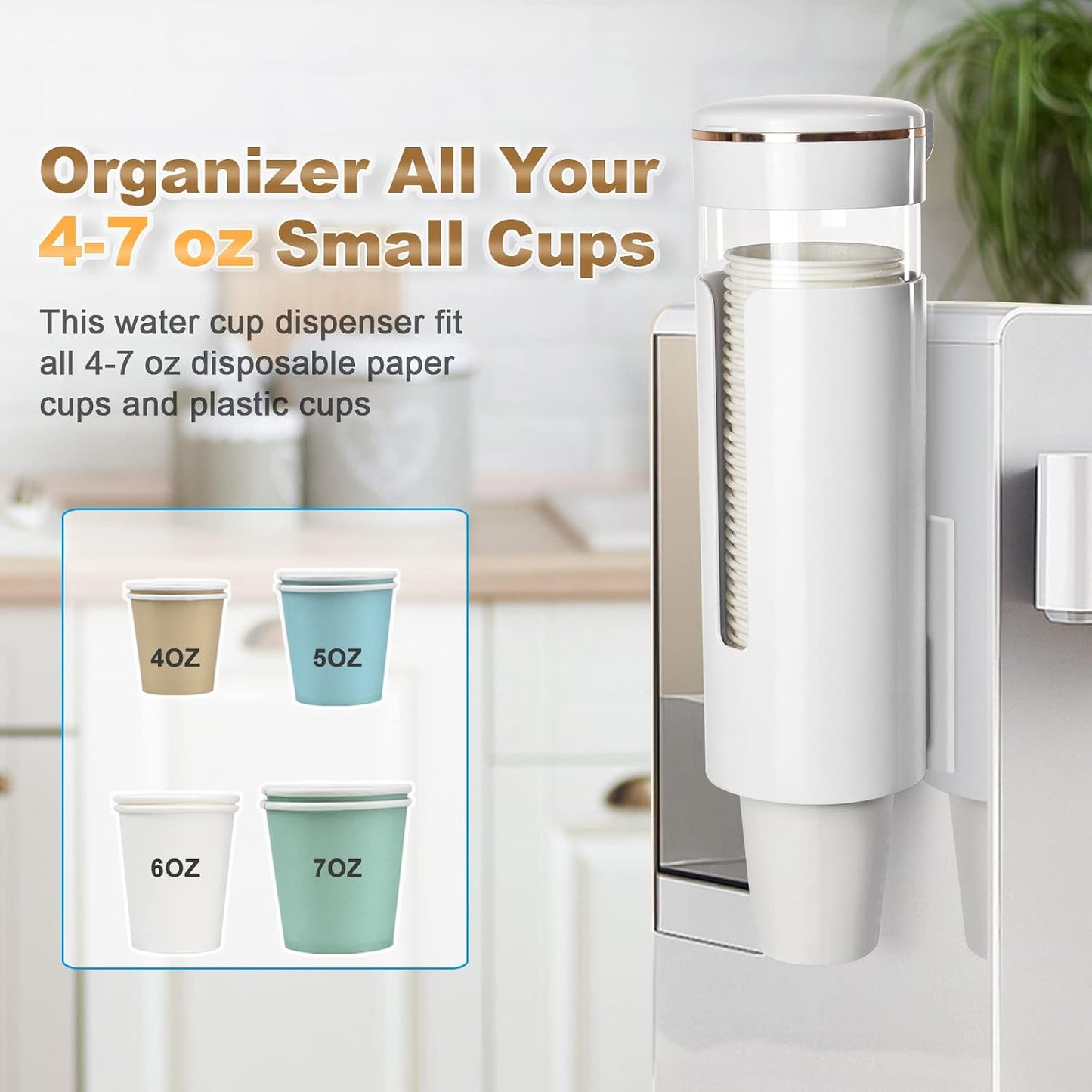 Cup Dispenser, Pull Type Water Cooler Cup Holder Fit 4oz-7oz Disposable Cups, Upgraded Wall Mounted Mouthwash Cup Dispenser for Bathroom Office Gym School -Black