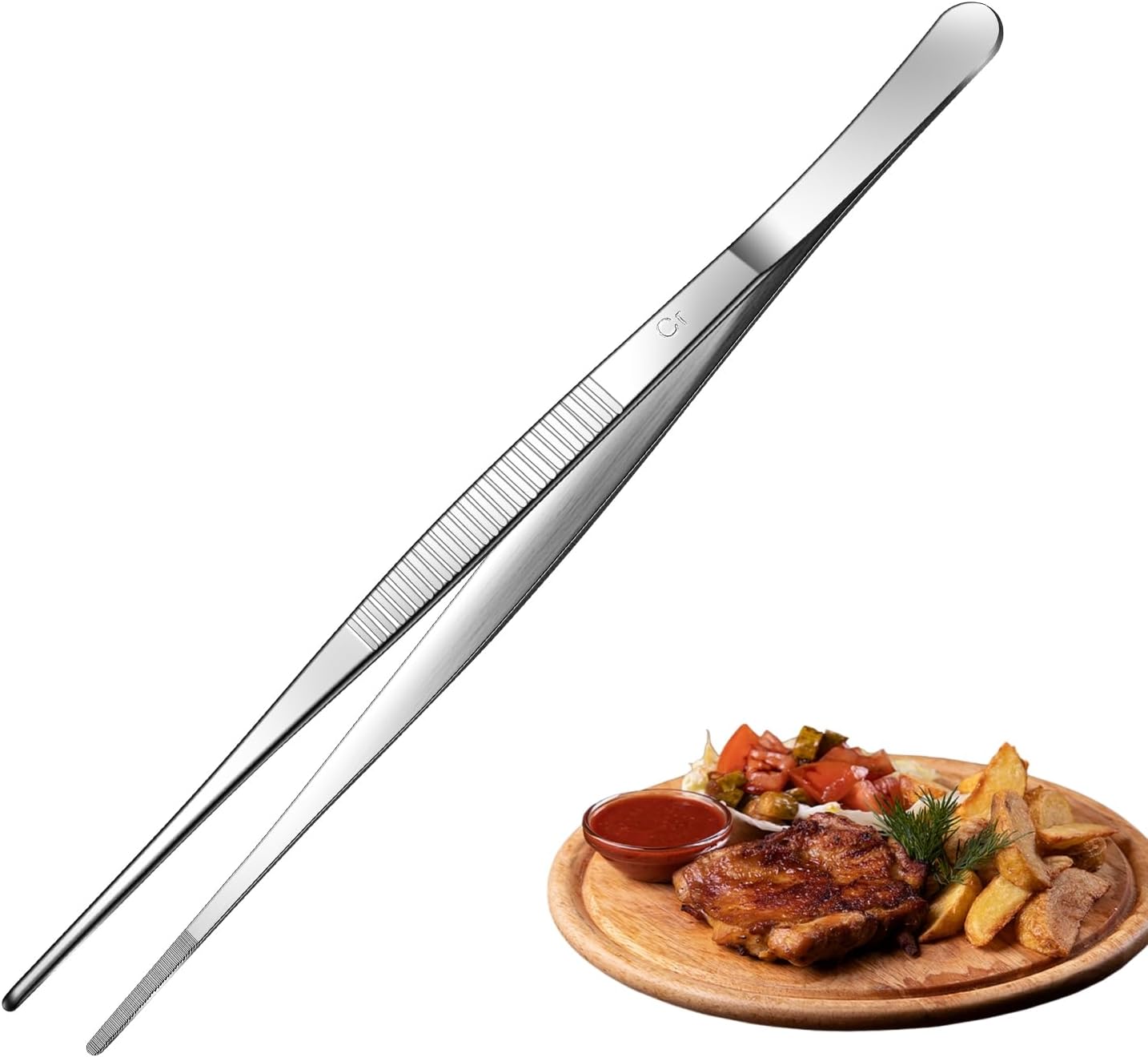 Aniso 6 Inches Stainless Steel garden tweezers | Precision Serrated, Non-slip handle For Hand-Made，succulent，Pick up an ice cube Kitchen and Dining Room