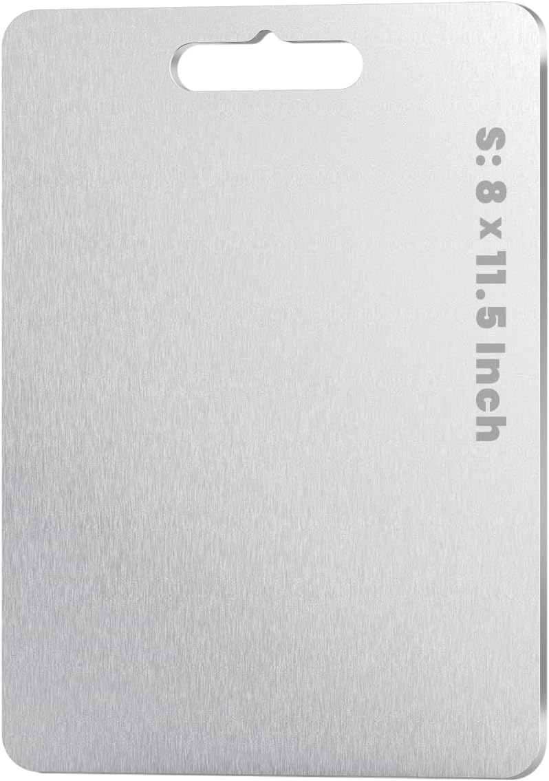 Titanium Cutting Board Set of 3 (S+M+L), 100% Pure Titanium Kitchen Cutting Boards, Double-Sided Chopping & Serving Board for Meat, Vegetables & Cheese, Lightweight, Durable & Dishwasher Safe