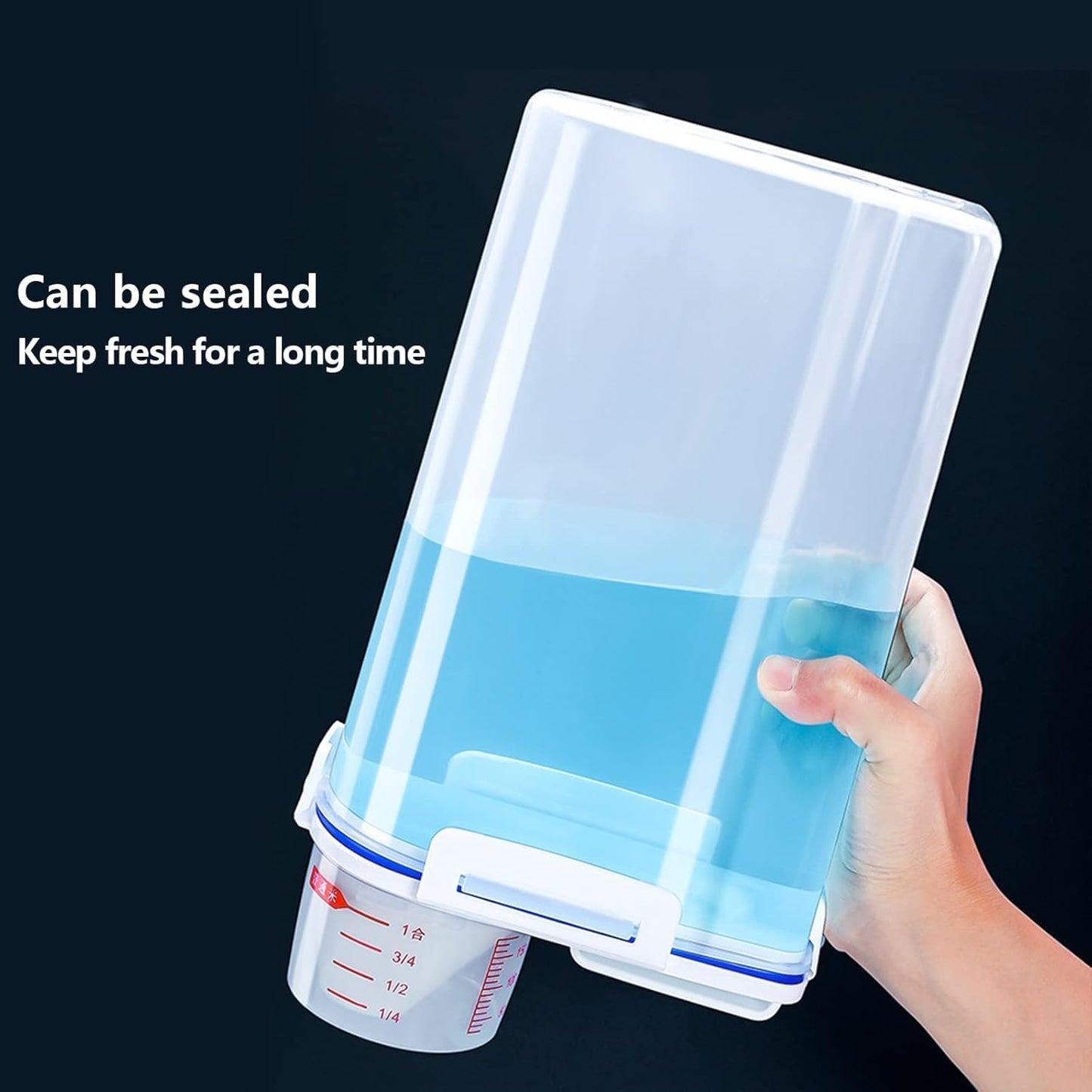 20Lbs 2 Pack Food Storage Container with Scoop, Airtight Rice Storage Bins Flour Containers Pet Food Dispenser with Handle & Wheels, Plastic Kitchen Pantry Organization for Cereal Baking Supplies