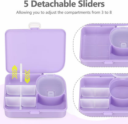 JOOPETALK Kids Snackle Lunch Box with Leak-Proof Snack Container, 8 Compartments with Detachable Dividers, BPA-Free, Dishwasher Safe – Bento Box for School & Travel(Blue)